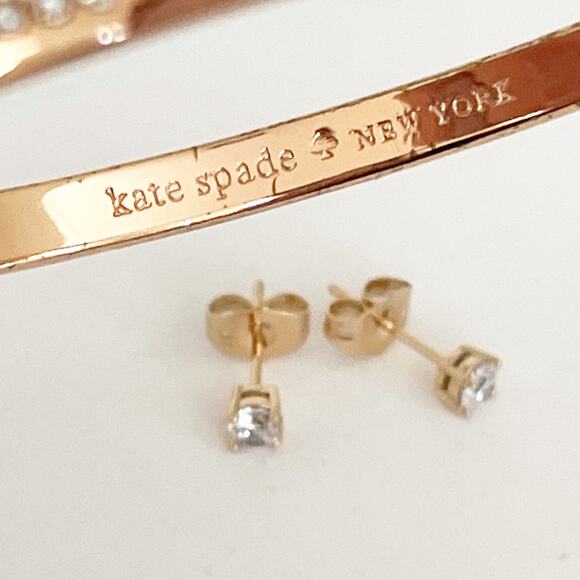 KATE SPADE Bracelet Bangle & Earrings Cubic Zirconia Pierced with KS Jewelry Box - Picture 4 of 8